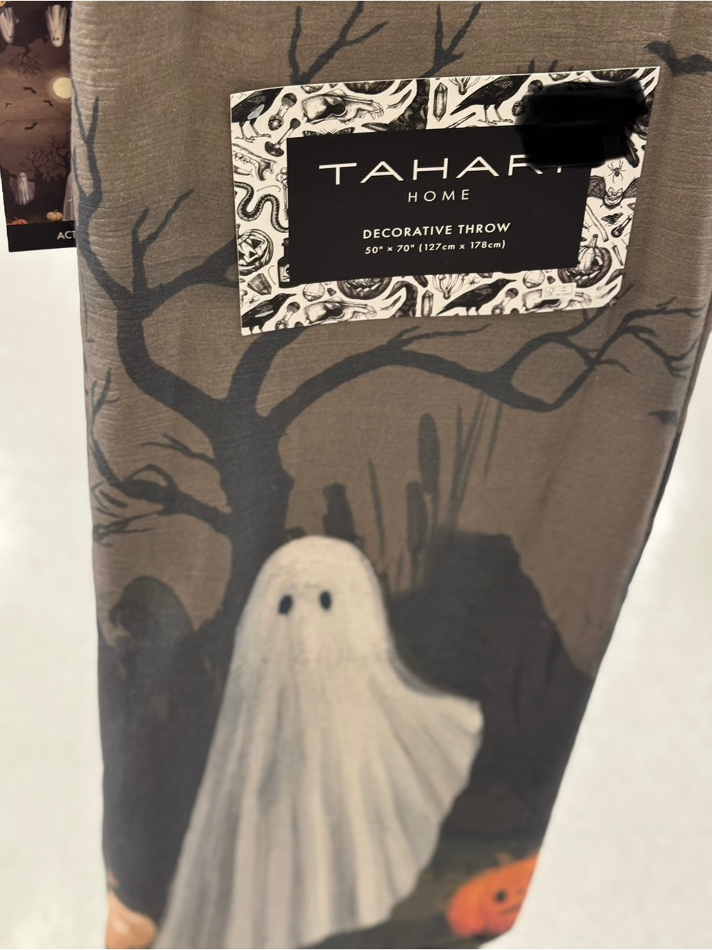 Tahari Halloween Decorative Throw - Gray, Black, White, Orange